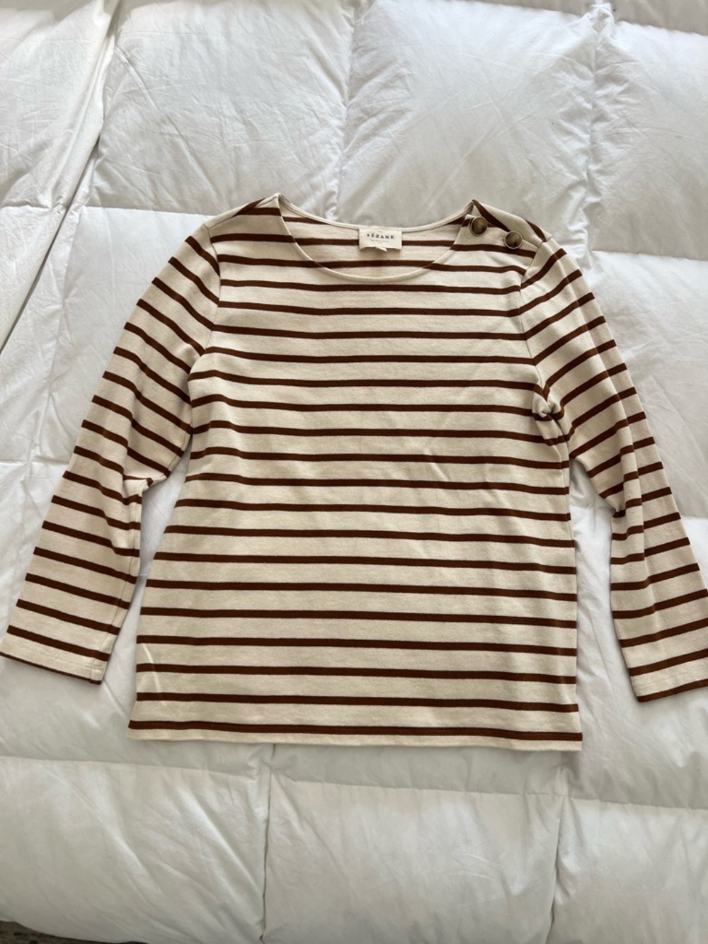 Sezane Colette Mariner Ecru/Camel Size small